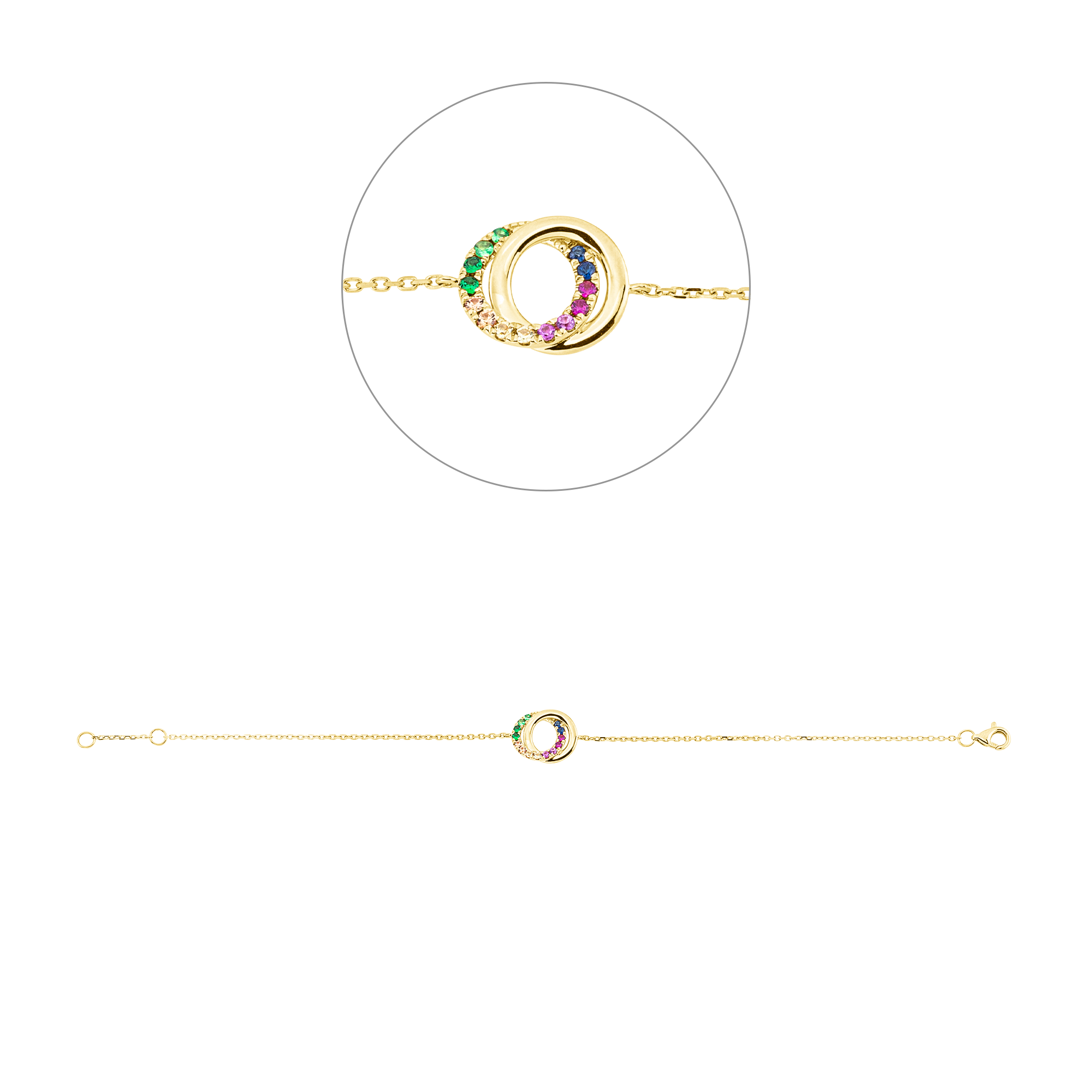 Brogle Classic Rainbow colored stone bracelet Brogle Classic Rainbow colored stone bracelet