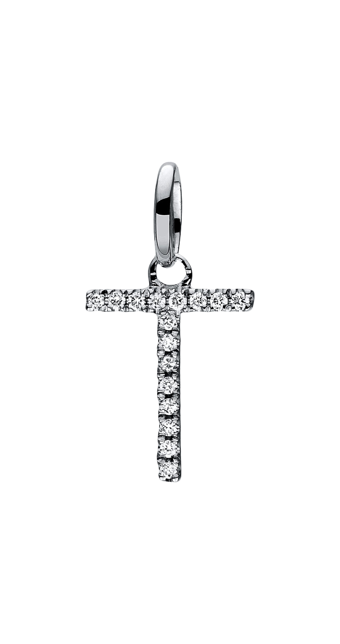 Brogle Classic Letter Pendant T with Diamonds Brogle Classic Letter Pendant T with Diamonds