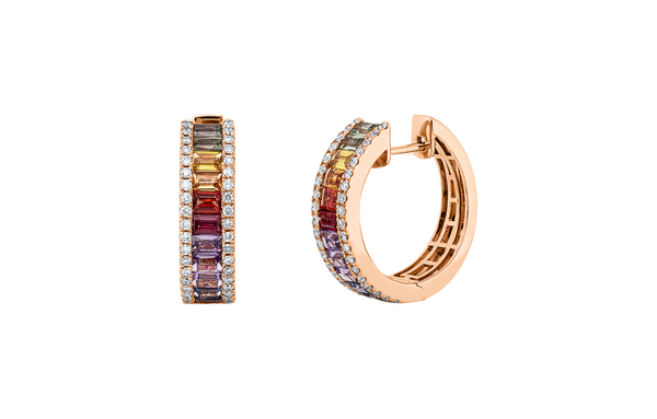 Brogle Classic sapphire hoop earrings Rainbow