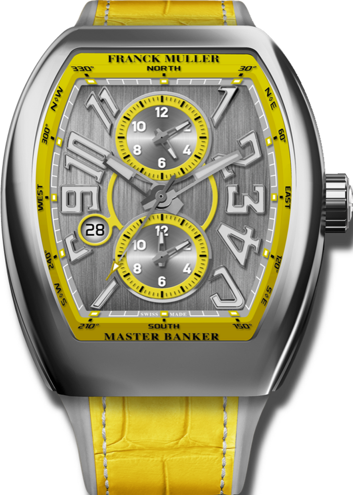 Franck Muller Vanguard Master Banker 3 time zones 53.7 x 44mm