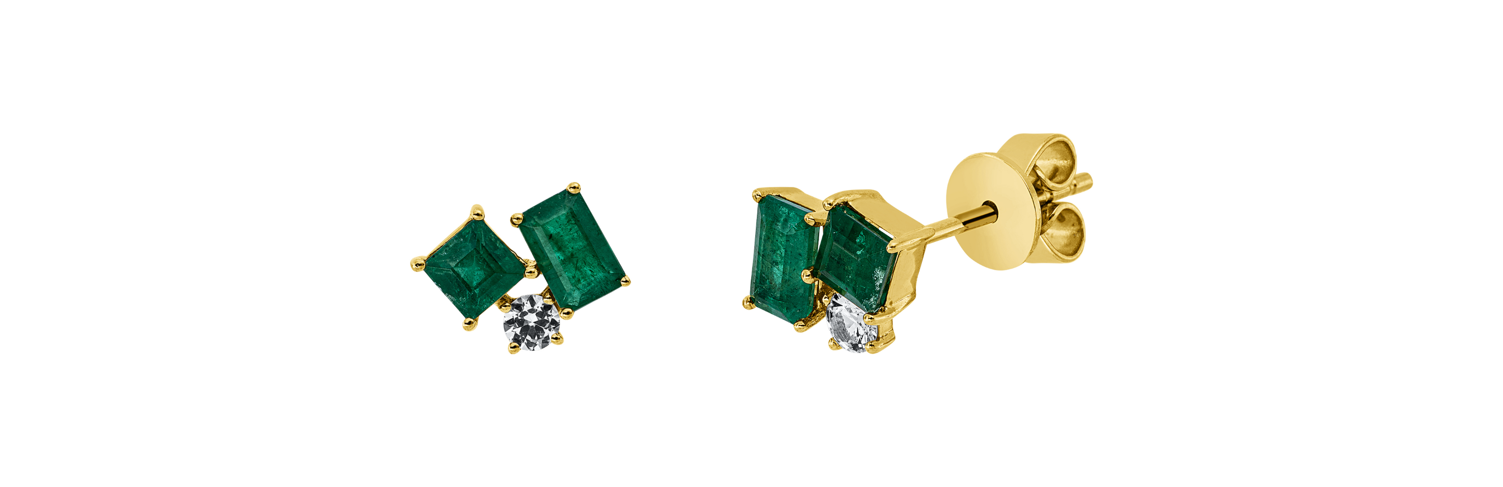 Brogle Classic emerald stud earrings