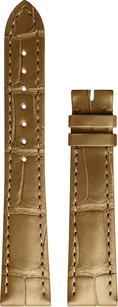 Longines Dolche Vita gold-coloured alligator leather strap 17/14mm