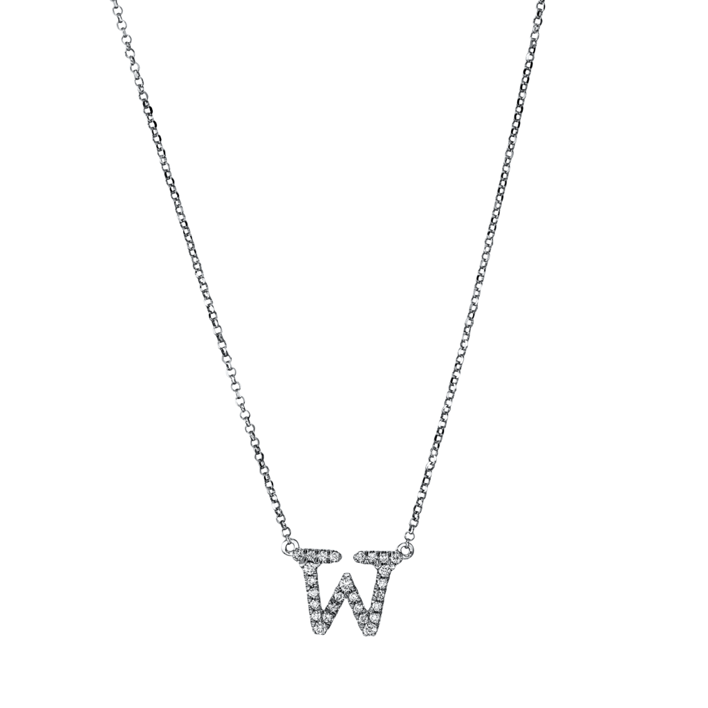 Brogle Classic necklace with diamond letters W Brogle Classic necklace with diamond letters W