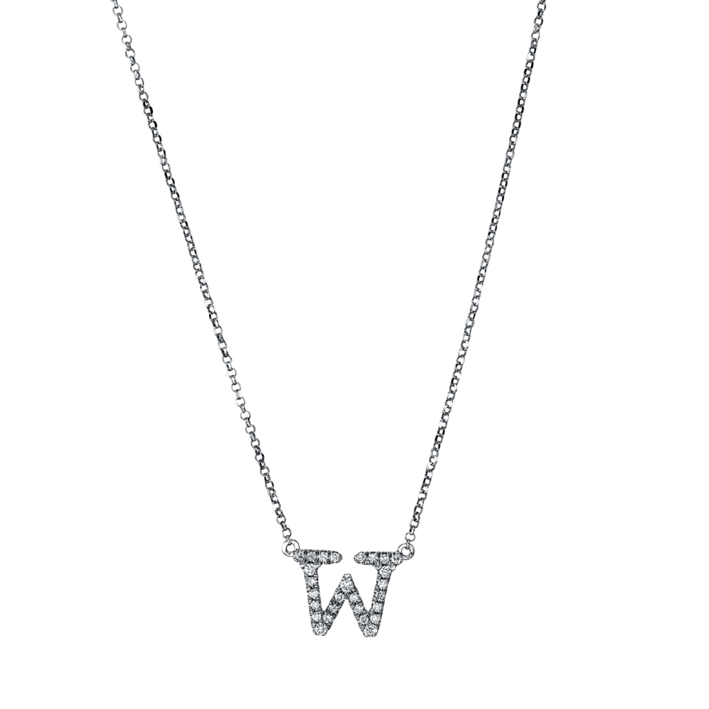 Brogle Classic necklace with diamond letters W Brogle Classic necklace with diamond letters W
