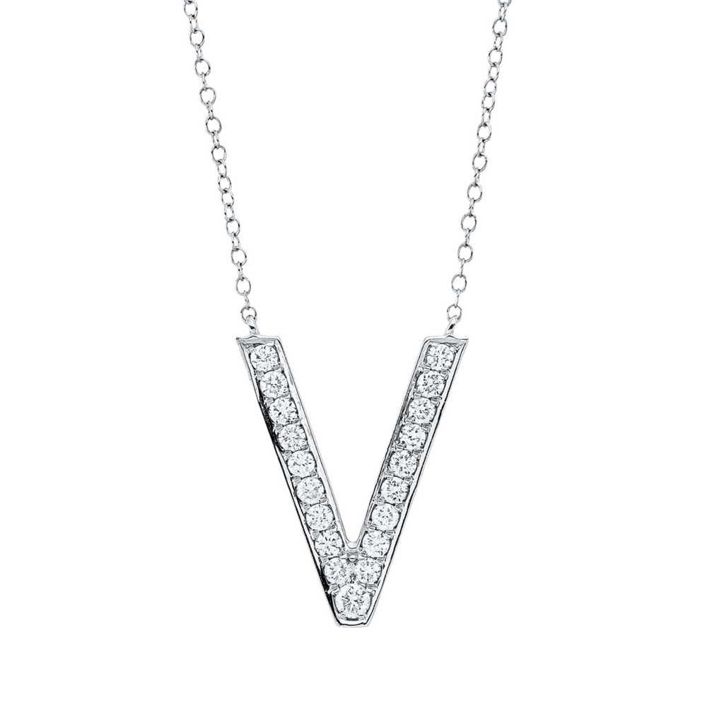 Brogle Classic Kette mit Diamantbuchstaben V Brogle Classic Kette mit Diamantbuchstaben V