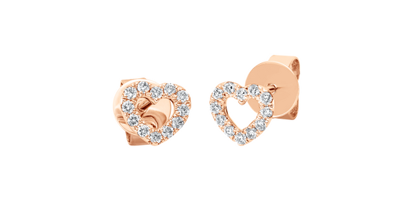 Brogle Classic heart stud earrings with diamonds Brogle Classic heart stud earrings with diamonds