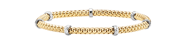 Brogle Classic Bicolor Goldarmband mit Rollo flexibel 4mm Brogle Classic Bicolor Goldarmband mit Rollo flexibel 4mm