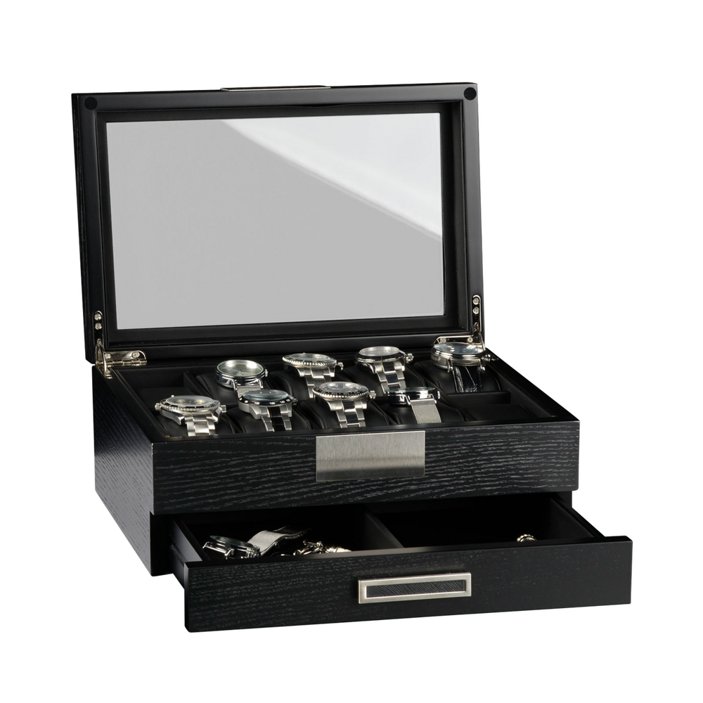 Heisse & Söhne watch box Monteray 10+ ash - black satin finish