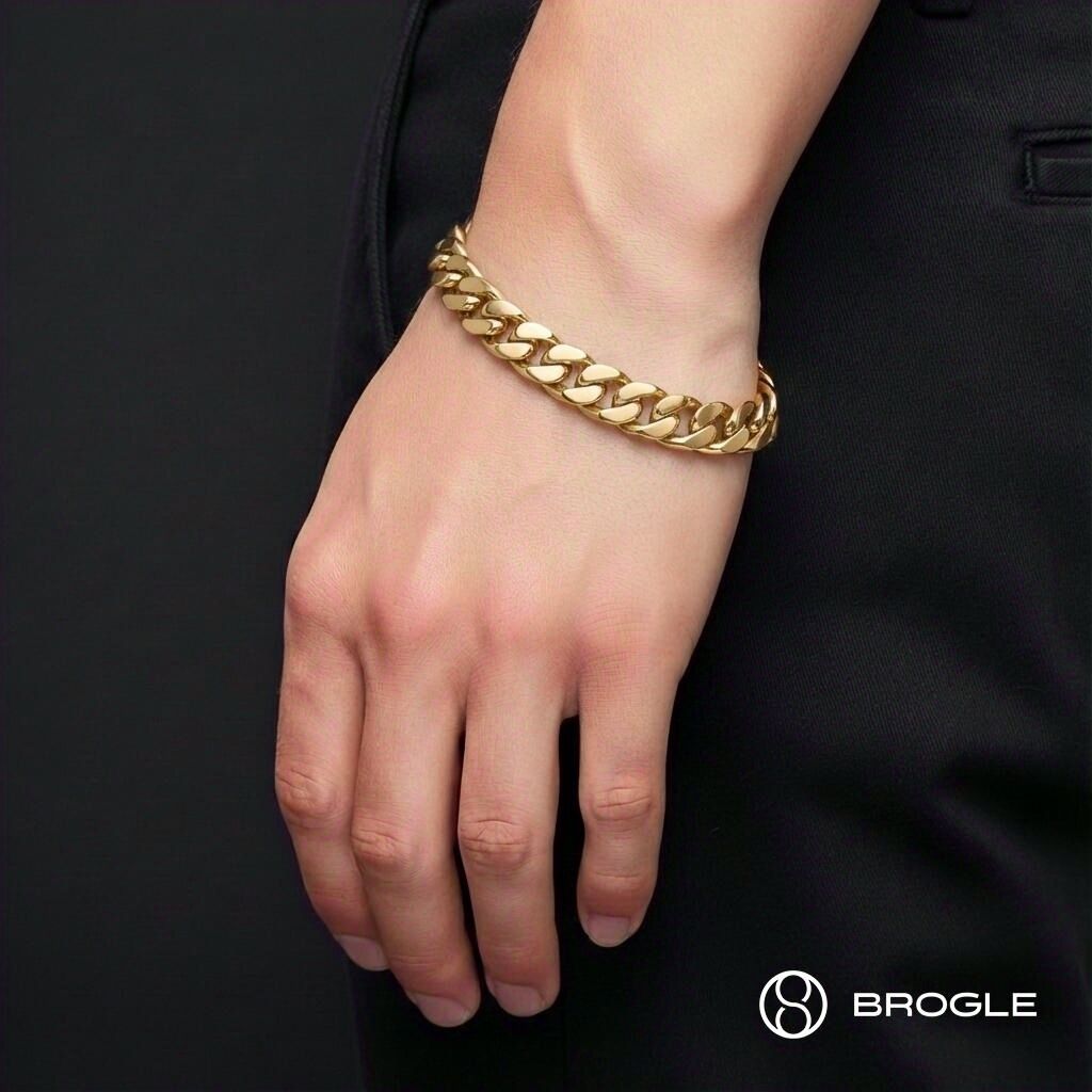 Brogle Classic Panzerarmband 4-seitig diamantiert 14mm