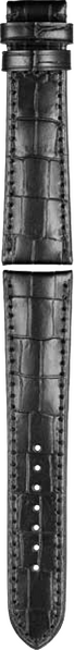 Union Glashütte Kalbsleder-Armband mit Krokoprägung schwarz, Naht Ton in Ton