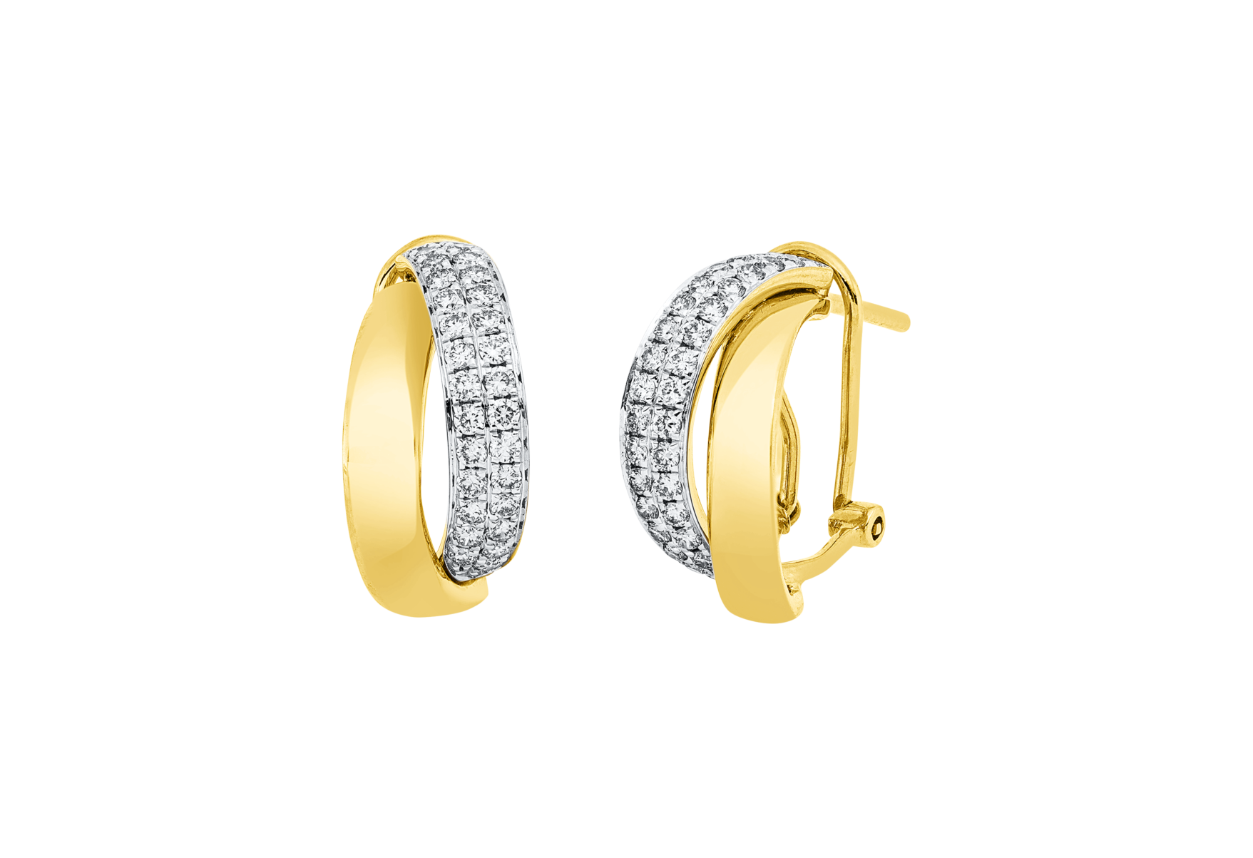Brogle Classic bicolor diamond hoop earrings
