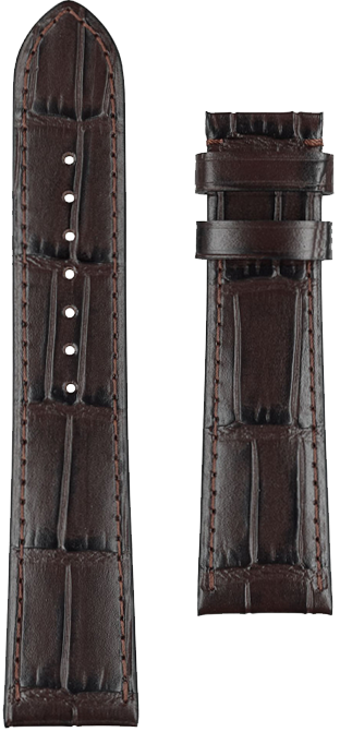 Union Glashütte braunes Kalbsleder-Armband mit Krokoprägung 20/18mm