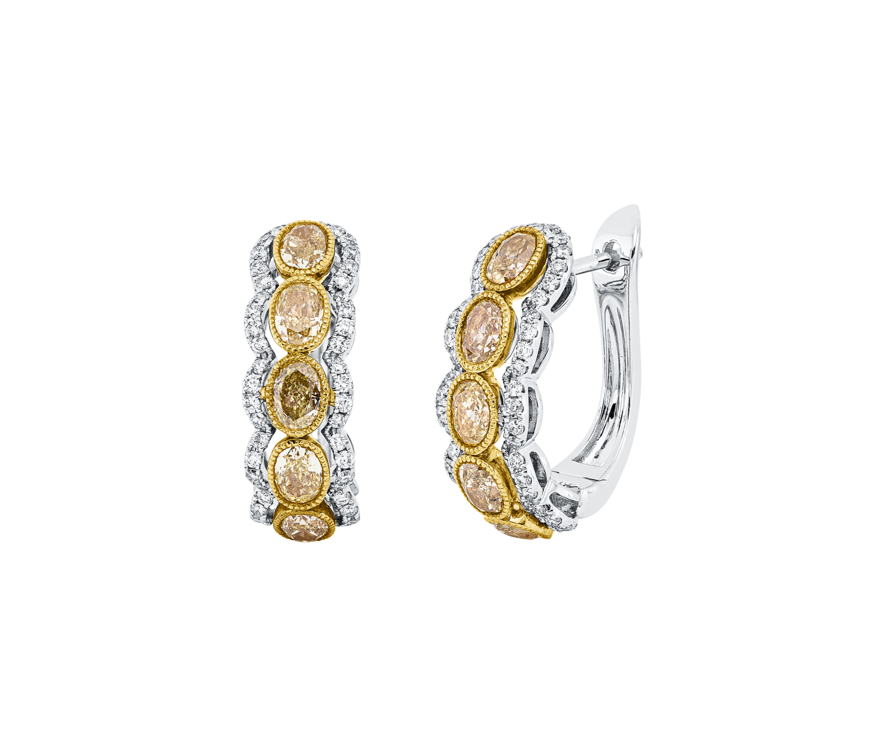 Brogle Selection bicolor diamond hoop earrings Brogle Selection bicolor diamond hoop earrings