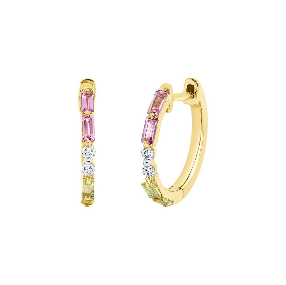 Brogle Classic coloured stone hoop earrings