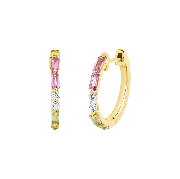 Brogle Classic coloured stone hoop earrings