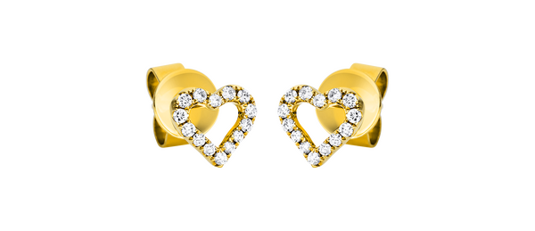 Brogle Classic heart stud earrings with diamonds