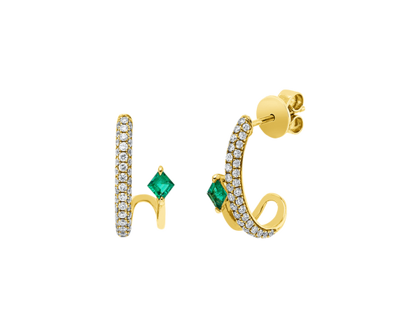 Brogle Classic emerald hoop earrings