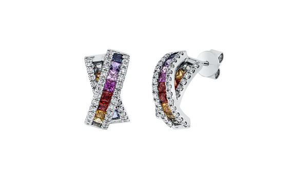 Brogle Classic coloured stud earrings Rainbow