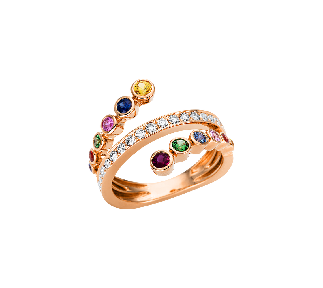 Brogle Classic Rainbow colored stone ring