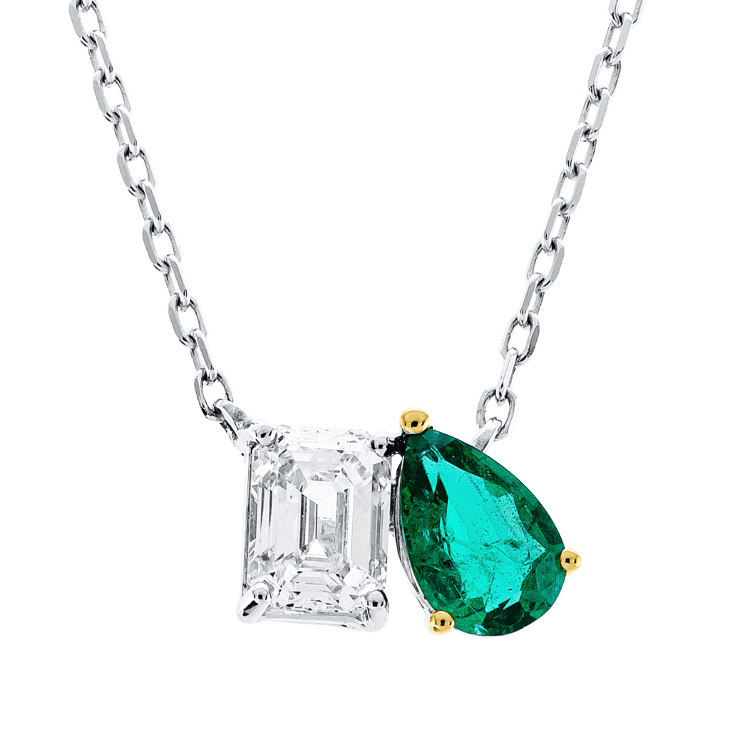 Brogle Classic Kette mit Bicolor Smaragdanhänger