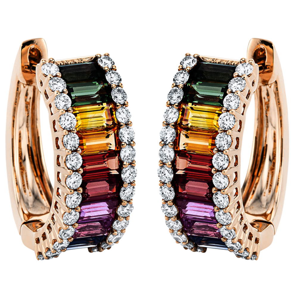 Brogle Selection Rainbow hoop earrings with sapphires