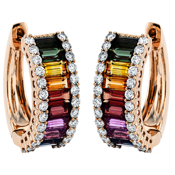 Brogle Selection Rainbow hoop earrings with sapphires