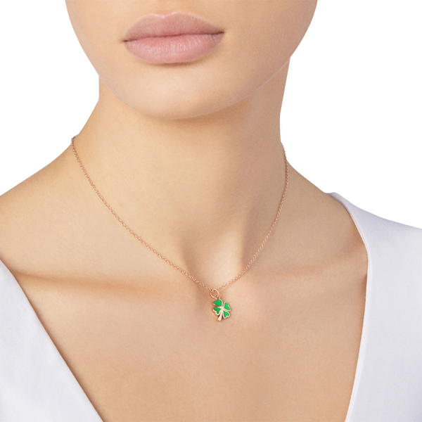 0009 DMC3001 FOURS EVE9R 100 Dodo four leaf clover charm rose gold green cathedral enamel l64b0480723f88809