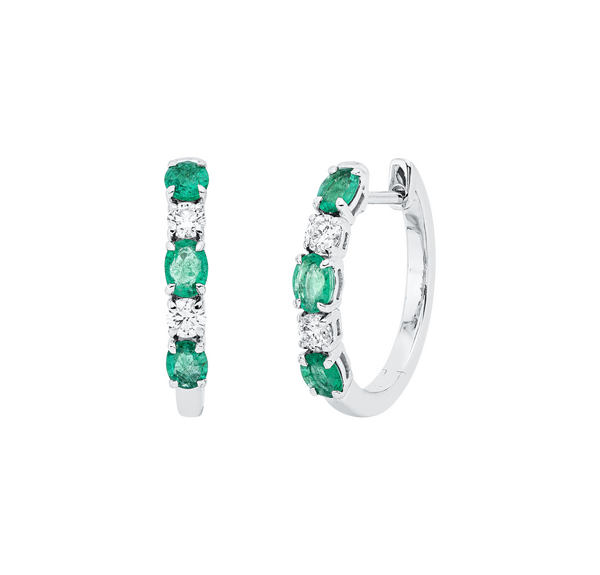 Brogle Classic emerald hoop earrings