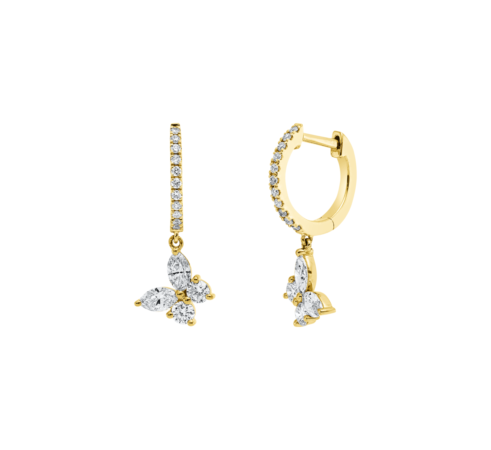 Brogle Classic Diamantcreolen mit Schmetterlingshänger