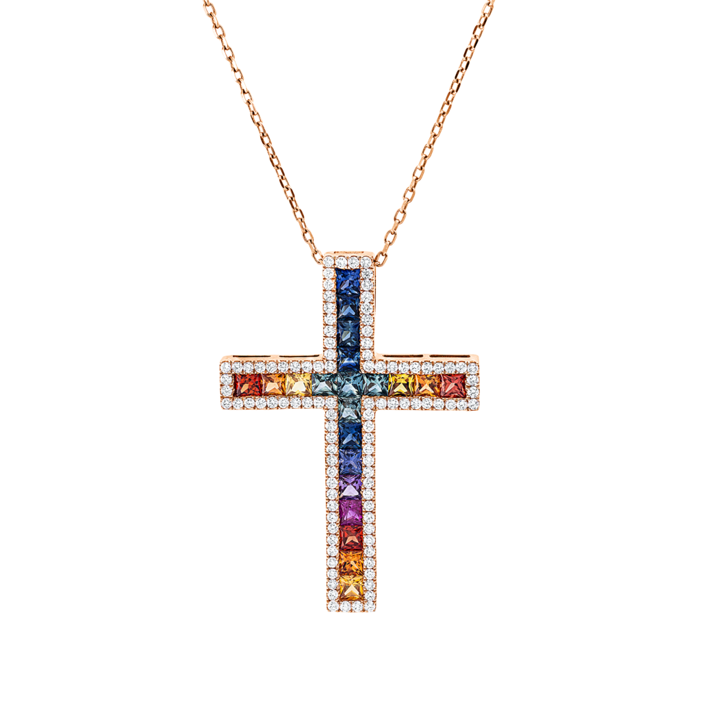 Brogle Selection Kette mit Saphirkreuz Rainbow Brogle Selection Kette mit Saphirkreuz Rainbow