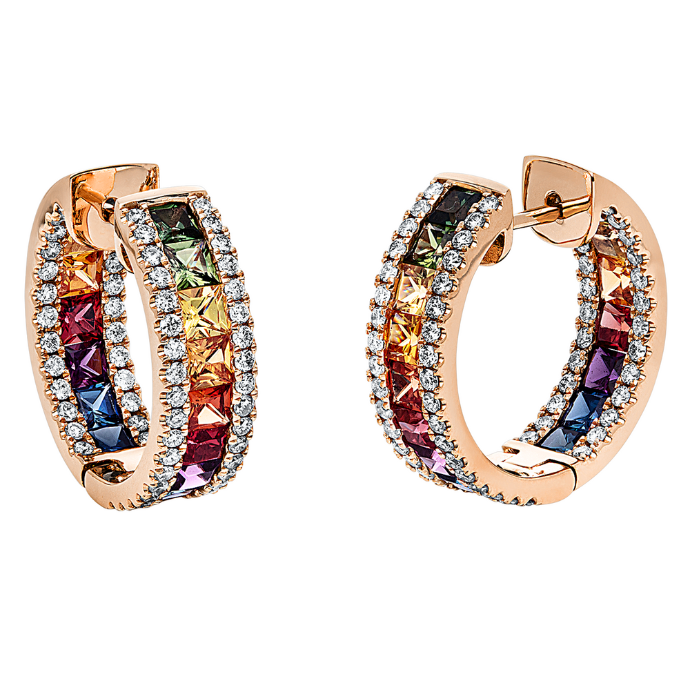 Brogle Selection Rainbow hoop earrings with sapphires