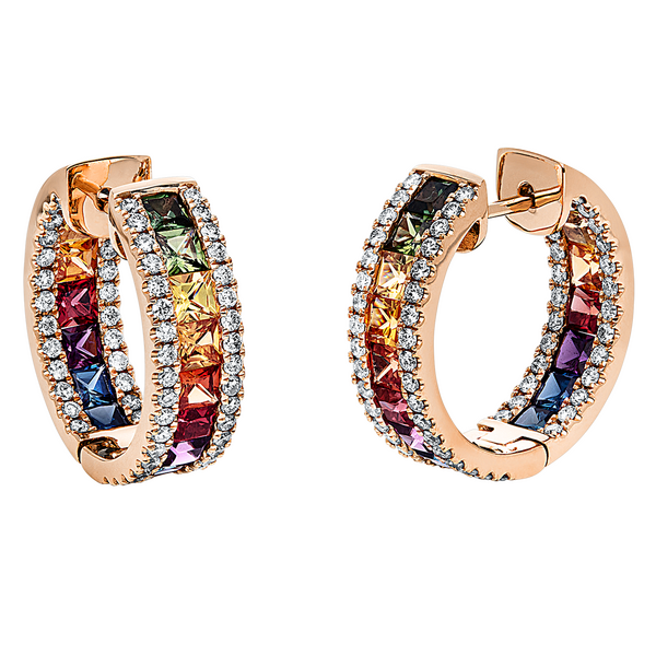 Brogle Selection Rainbow hoop earrings with sapphires