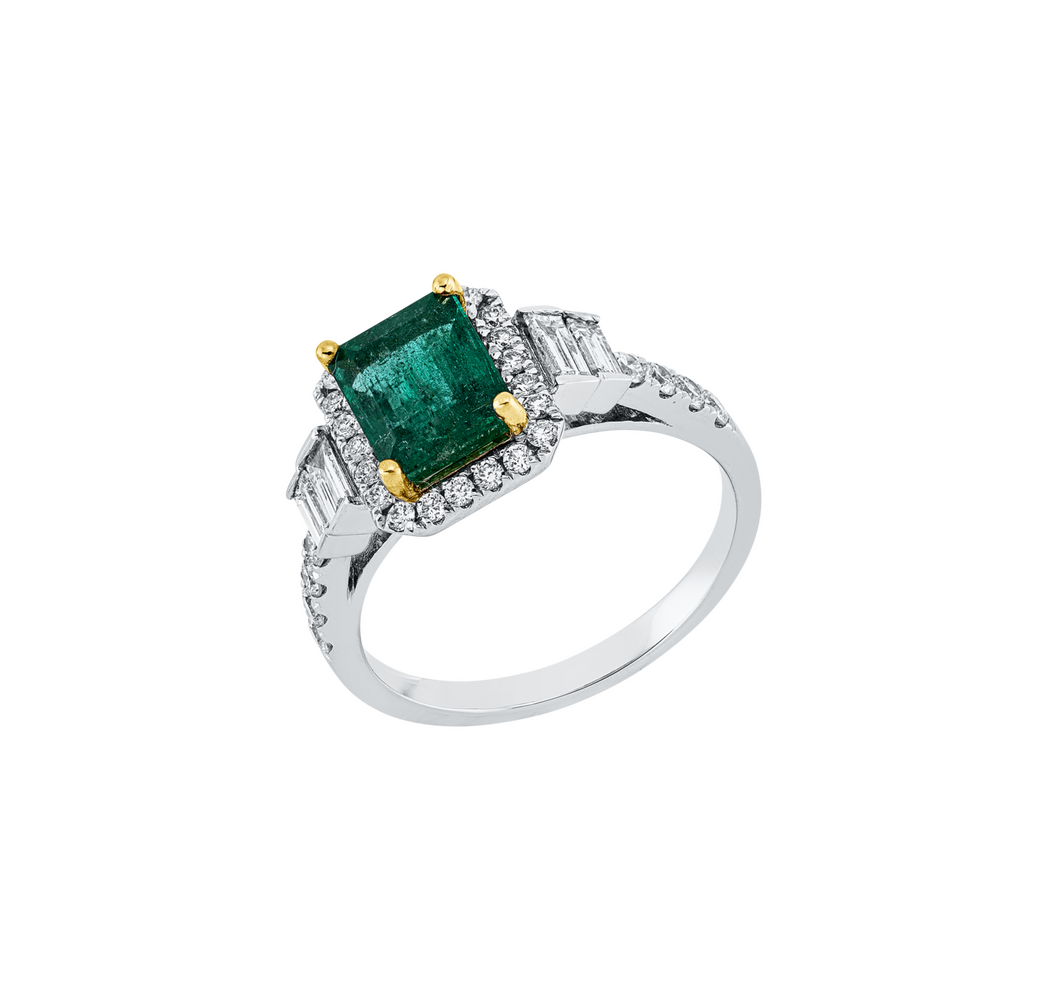 Brogle Classic Bicolor Emerald Ring