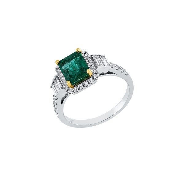 Brogle Classic Bicolor Emerald Ring