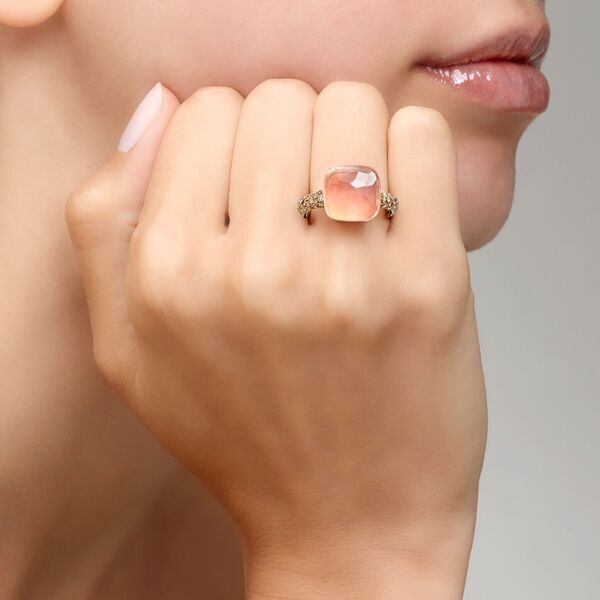 PAB4010 O6000 BRCQR 100 Pomellato rose quartz nudo maxi ring rose gold 18kt diamond rose quartz b64b0459390dee268