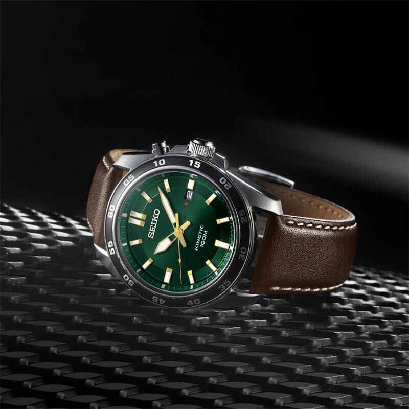 uhr herren stahl lederband datum kinetik sports a862cbdca436bee8b