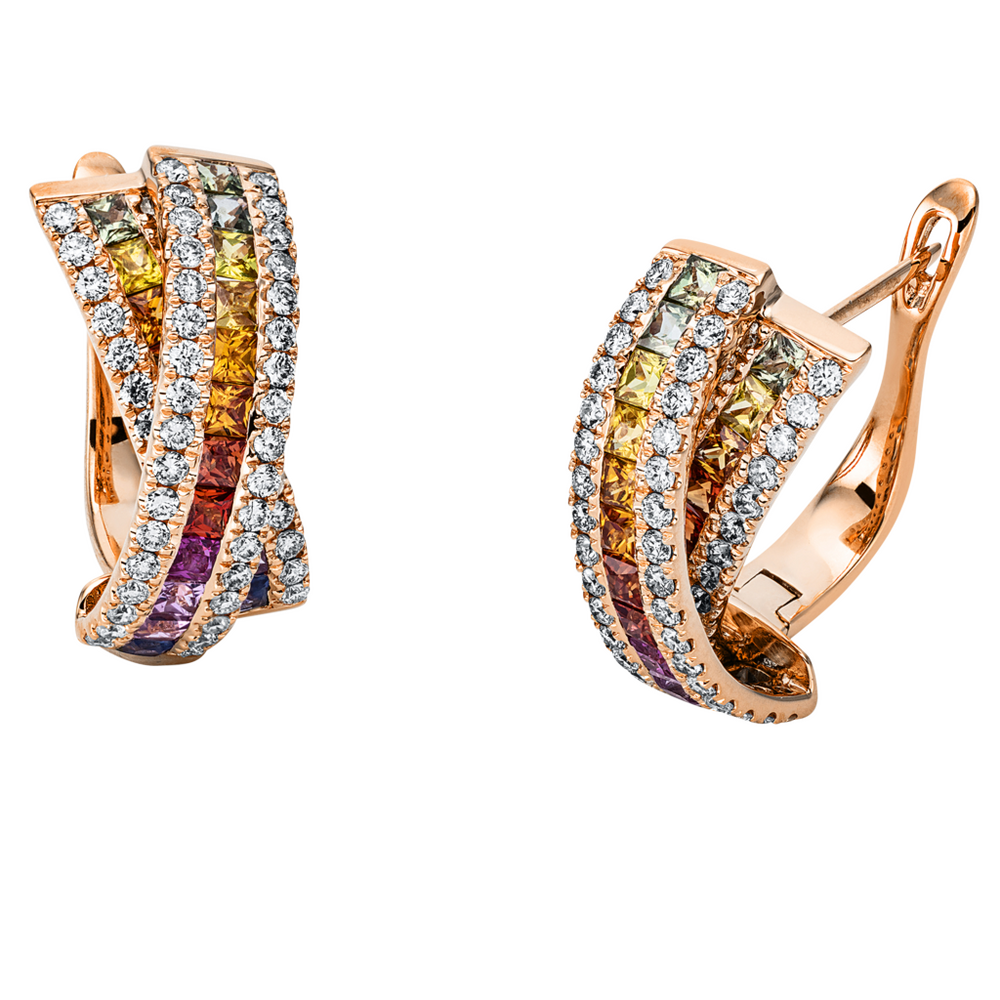 Brogle Selection Rainbow hoop earrings with sapphires