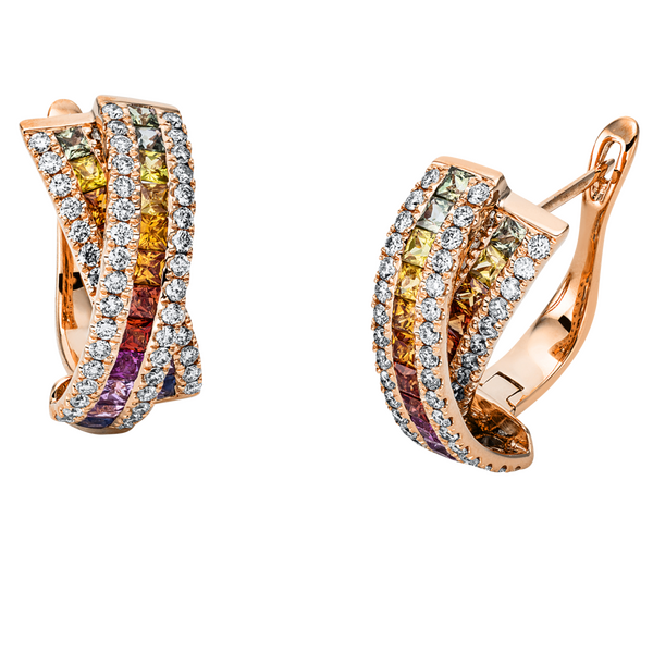 Brogle Selection Rainbow hoop earrings with sapphires