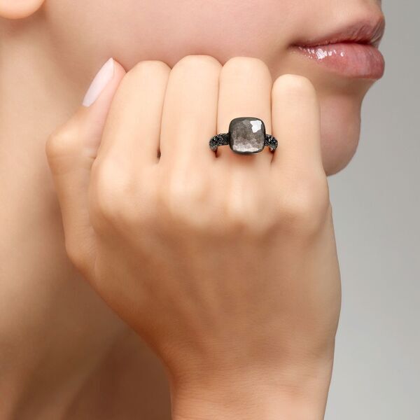 PAB4011 OT000 DBKOS 100 Pomellato ring nudo maxi rose gold 18kt obsidian treated black diamond l64b04589be1d3f82