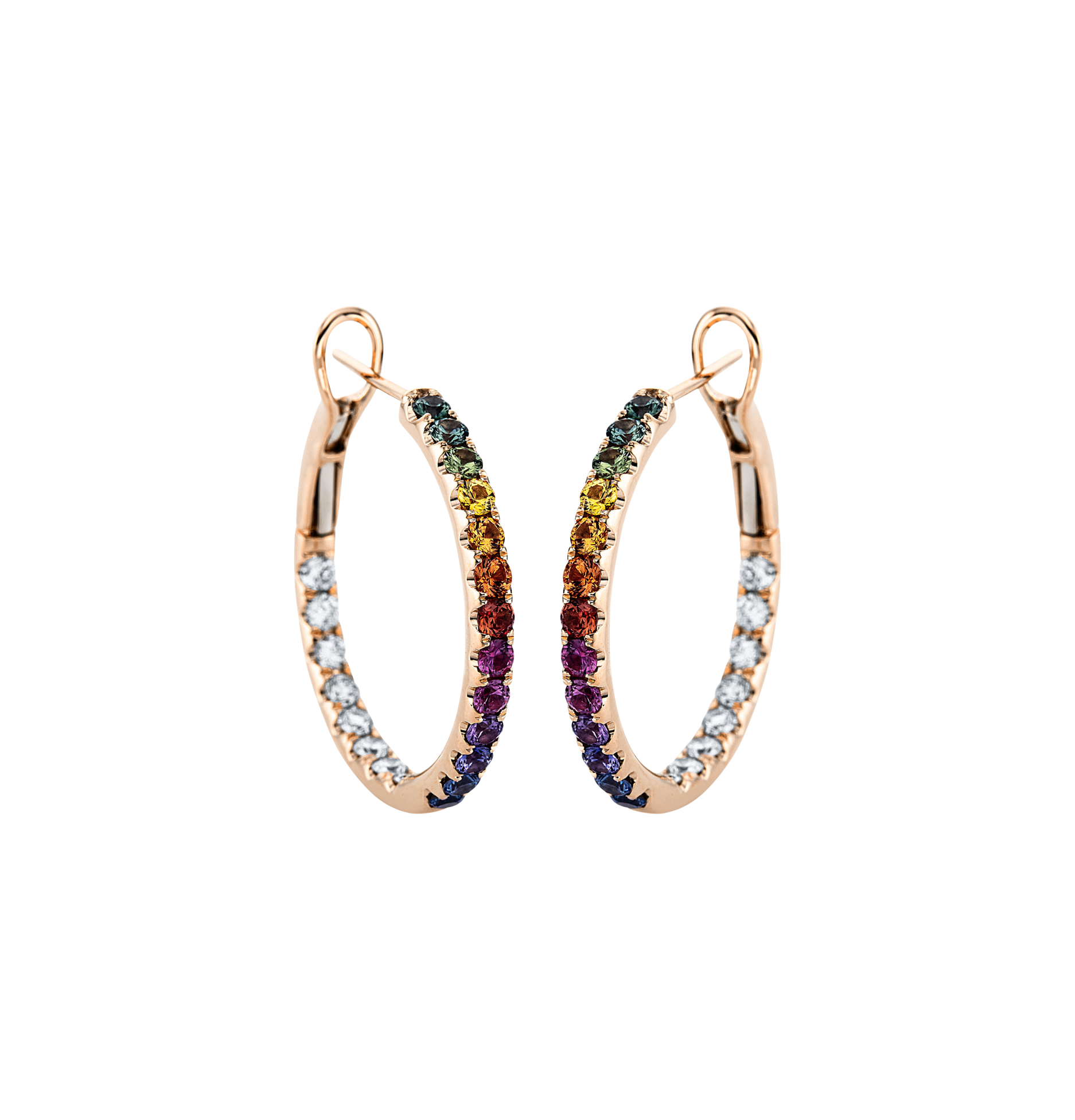 Brogle Classic sapphire hoop earrings Rainbow Brogle Classic sapphire hoop earrings Rainbow