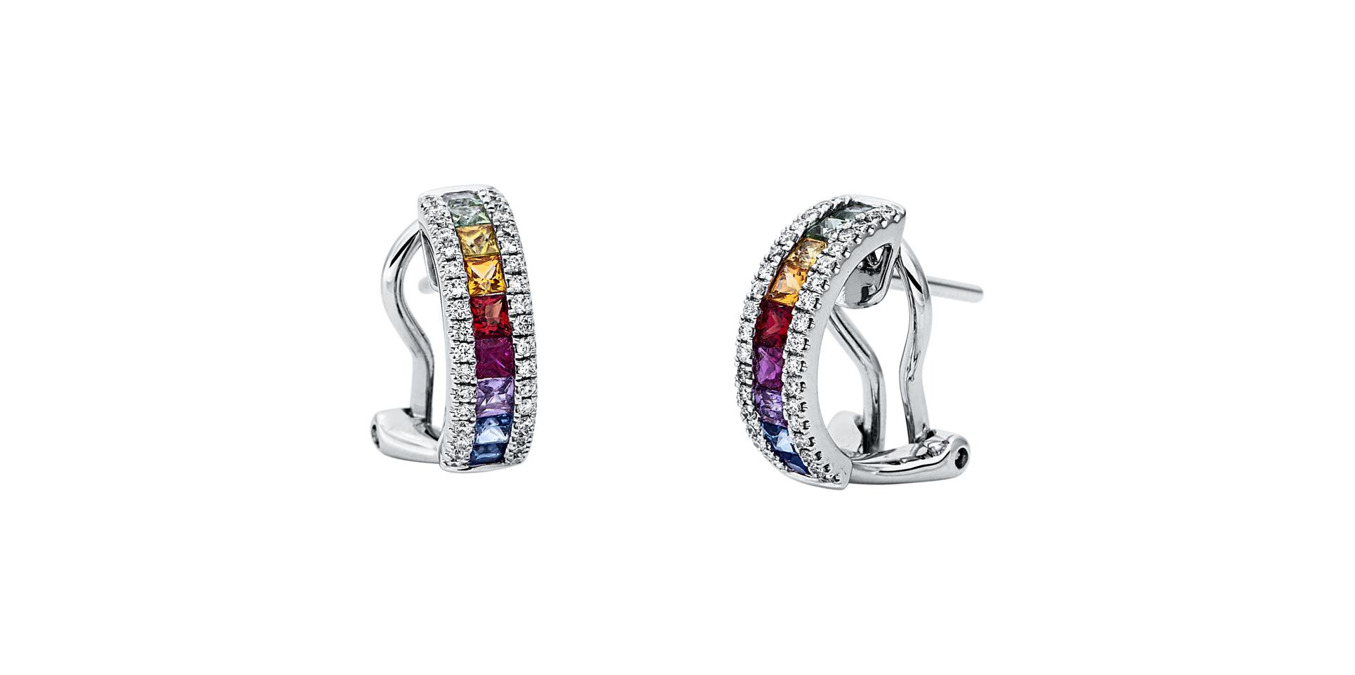 Brogle Classic sapphire hoop earrings Rainbow