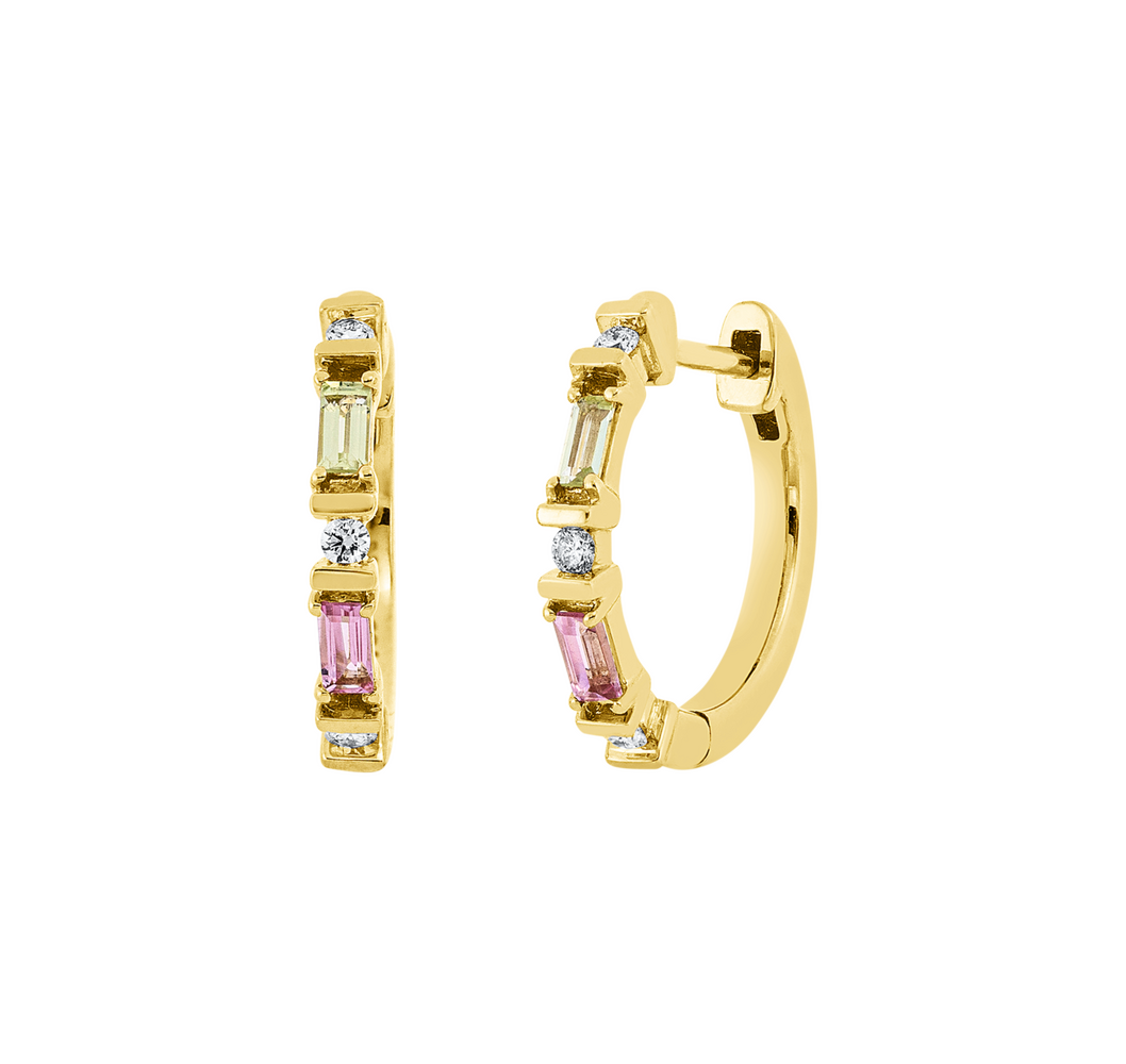 Brogle Classic coloured stone hoop earrings