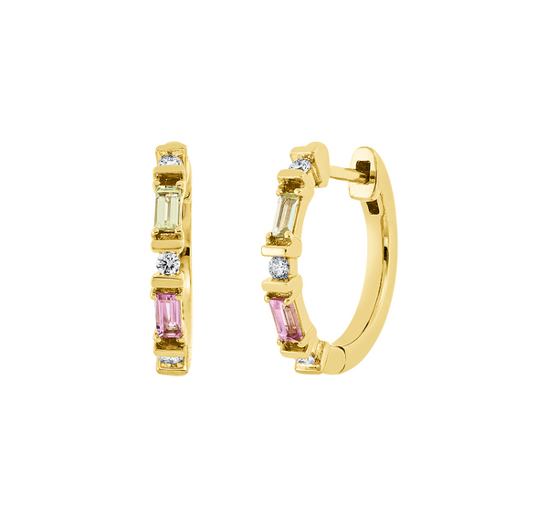 Brogle Classic coloured stone hoop earrings
