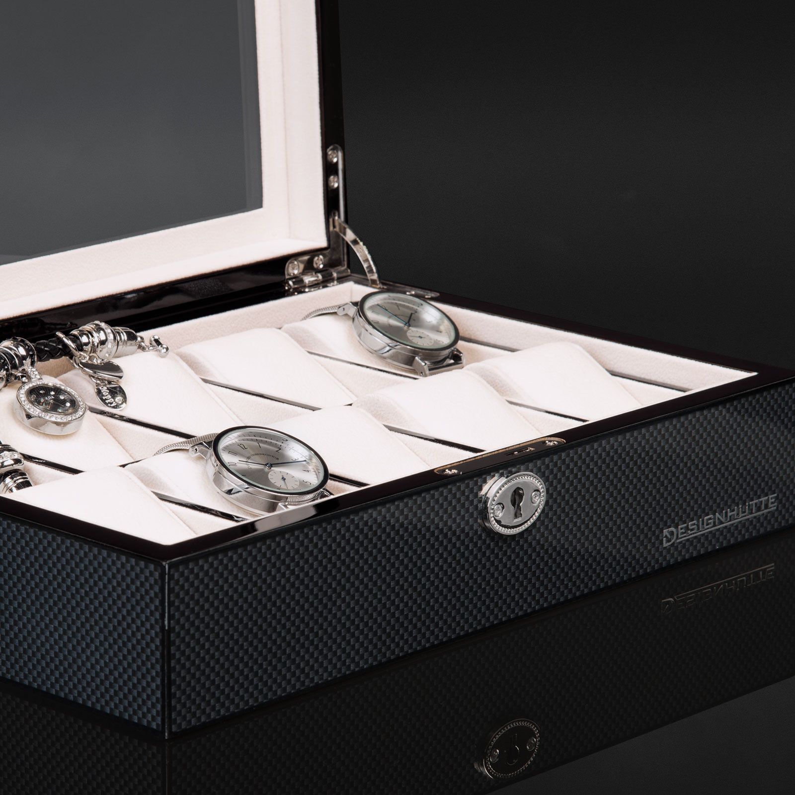 Designhütte Uhrenbox Chicago 10 - Carbon