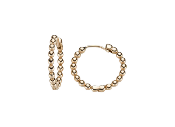 Brogle Classic gold hoop earrings beads 2mm Brogle Classic gold hoop earrings beads 2mm