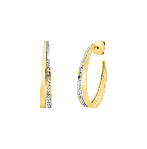 Brogle Classic bicolor diamond hoop earrings