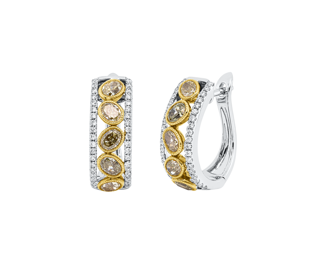 Brogle Selection bicolor diamond hoop earrings