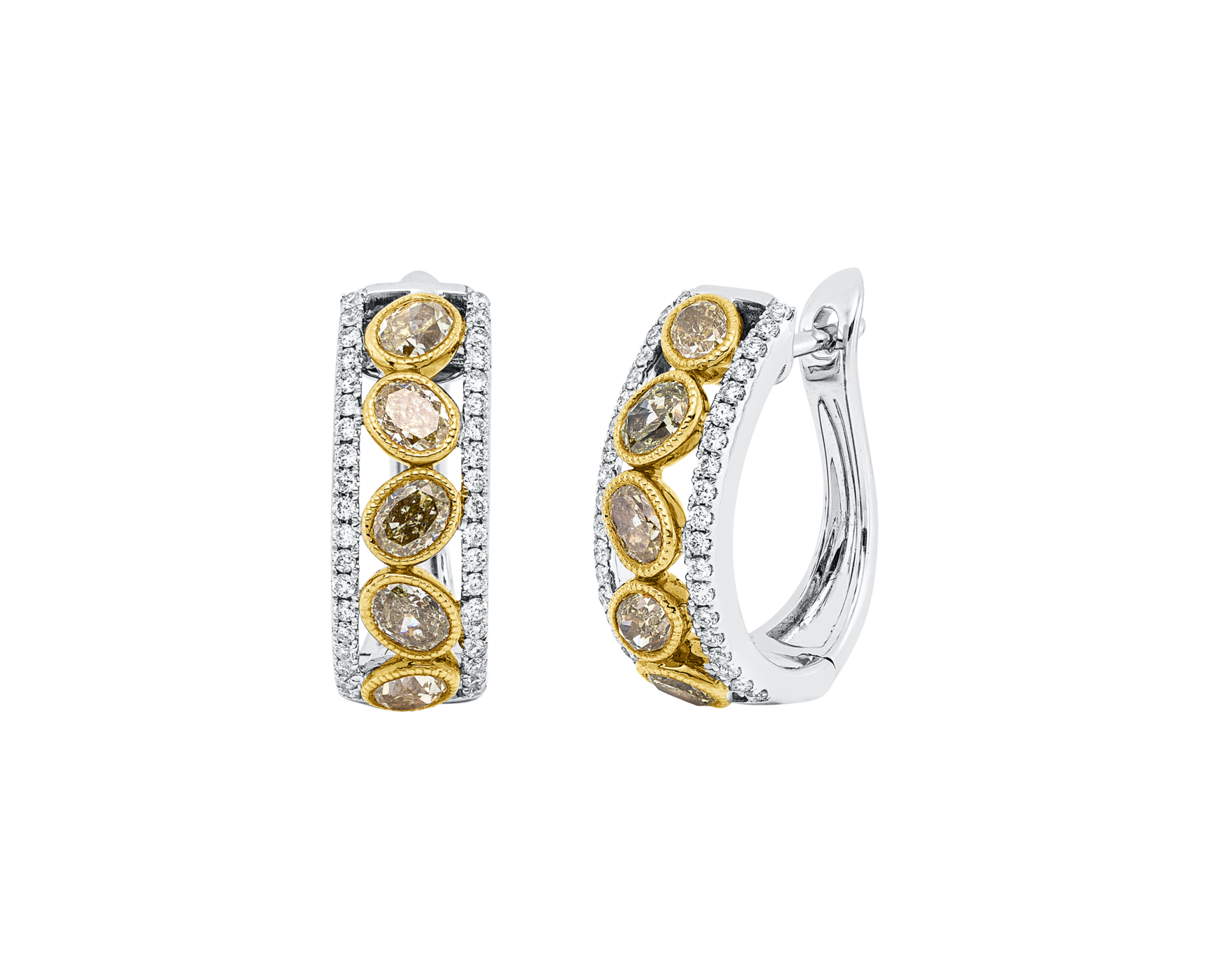 Brogle Selection bicolor diamond hoop earrings Brogle Selection bicolor diamond hoop earrings