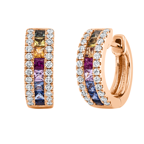 Brogle Selection Rainbow hoop earrings with sapphires