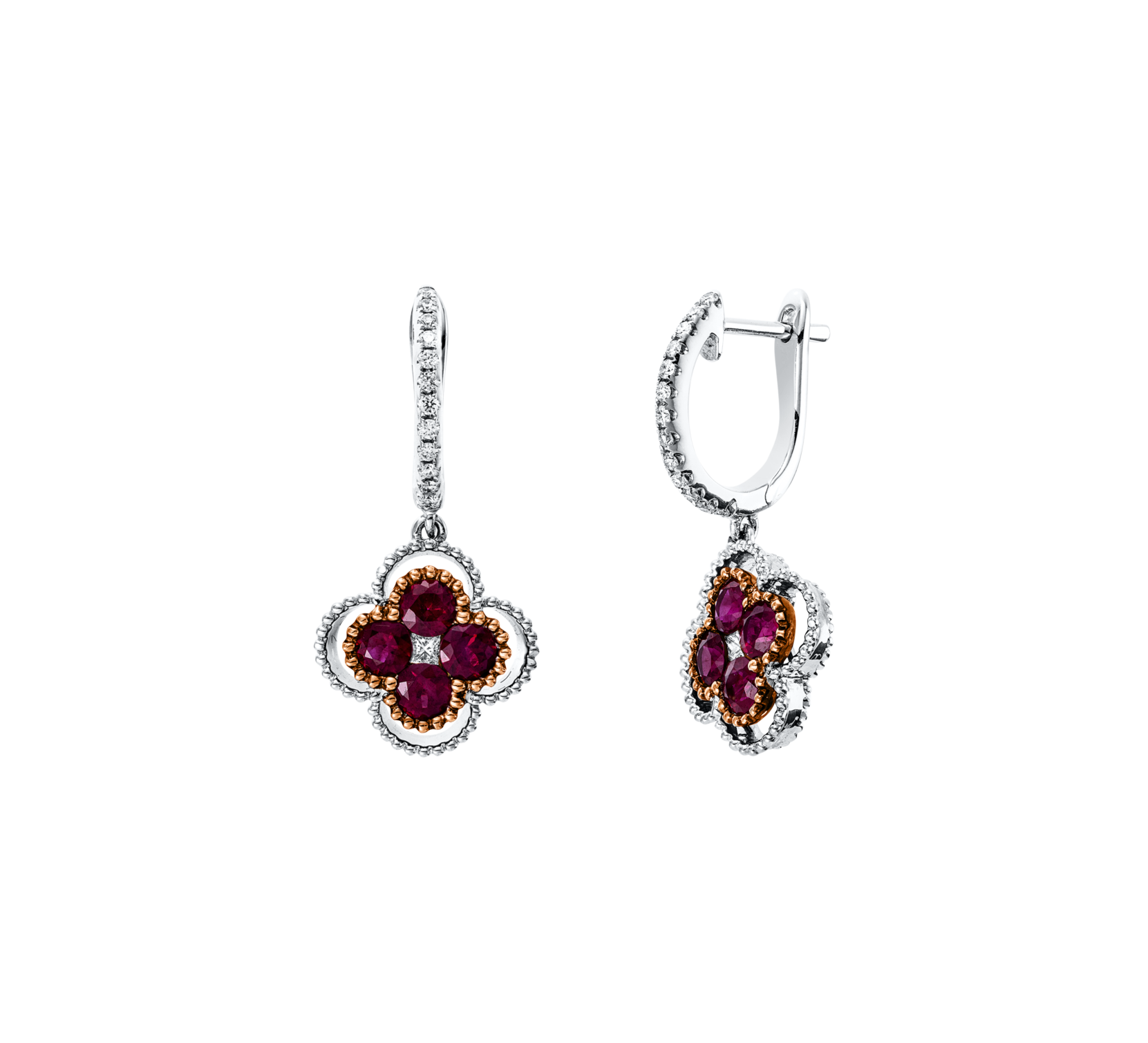 Brogle Selection bicolour ruby hoop earrings
